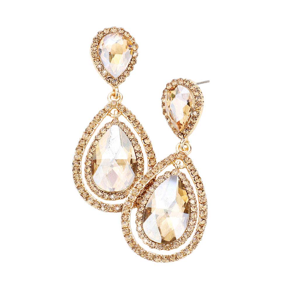 Teardrop Crystal Rhinestone Dangle Evening Earrings