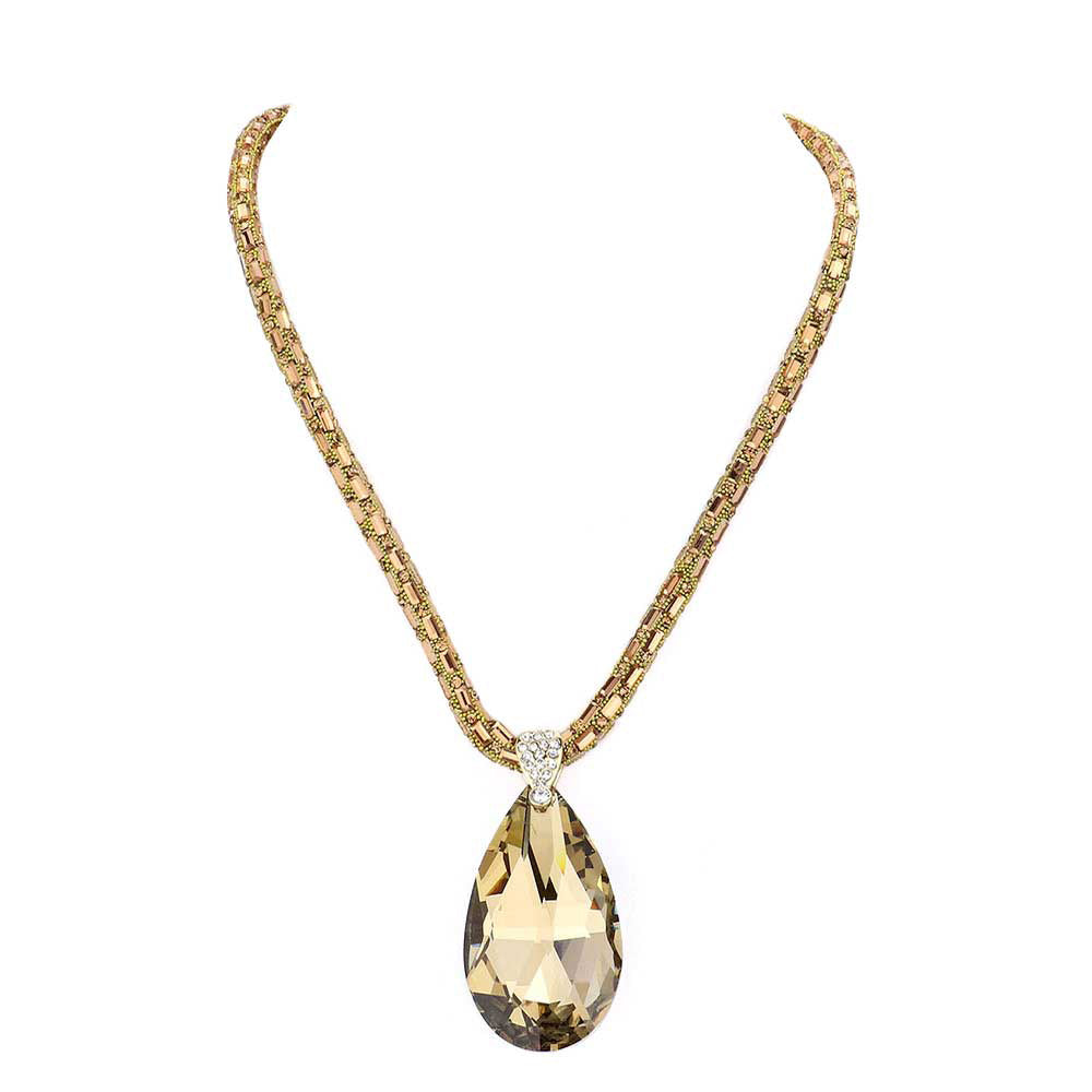 Teardrop Pendant Bling Necklace