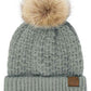 C.C Smocking Stitch Pattern Pom Beanie Hat
