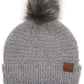 C.C Solid Boucle Yarn Beanie Hat With Pom