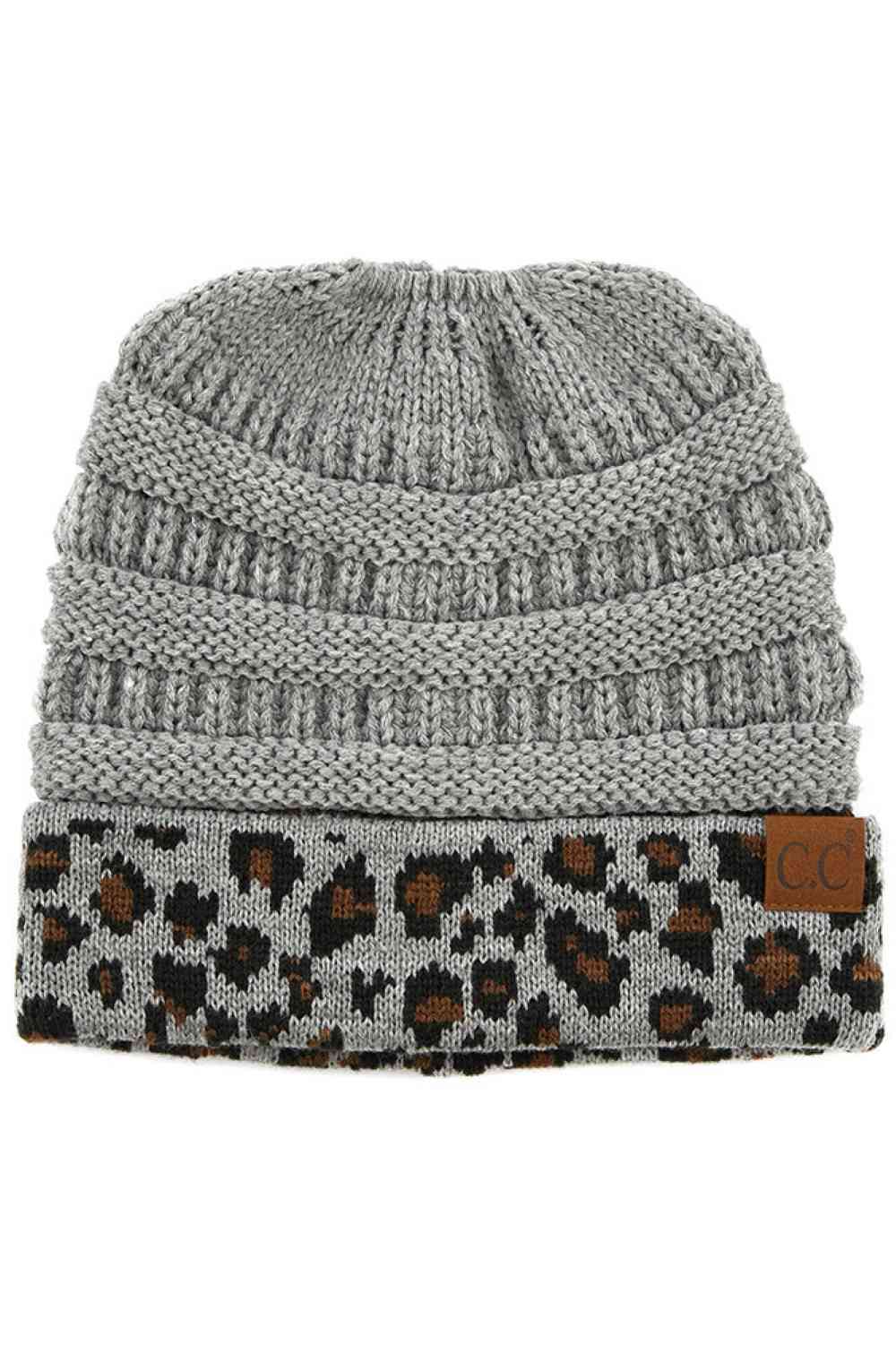 C.C Leopard Cuff Ribbed Beanie