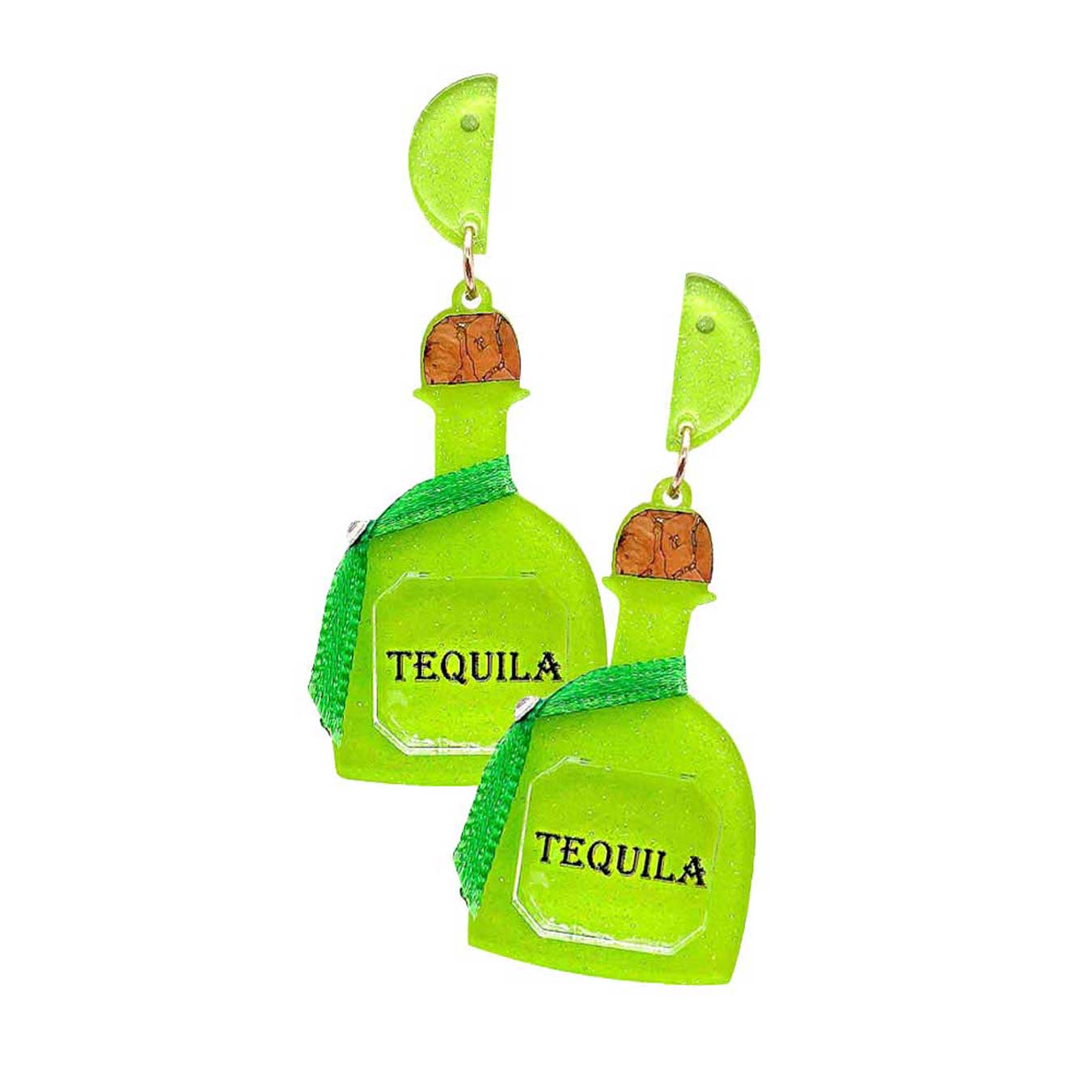 Glittered Resin Tequila Dangle Earrings