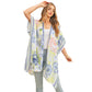 Multi Flower Patterned Cover Up Kimono Poncho
