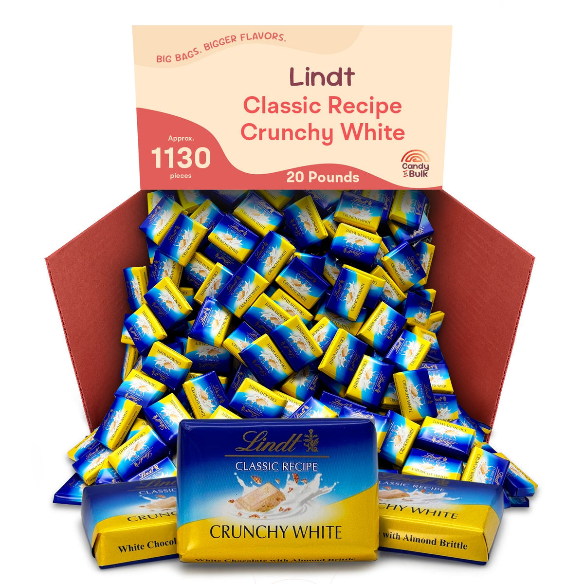 Lindt Receta Clásica Mini tabletas de Chocolate Blanco Crujiente – Bolsa Económica