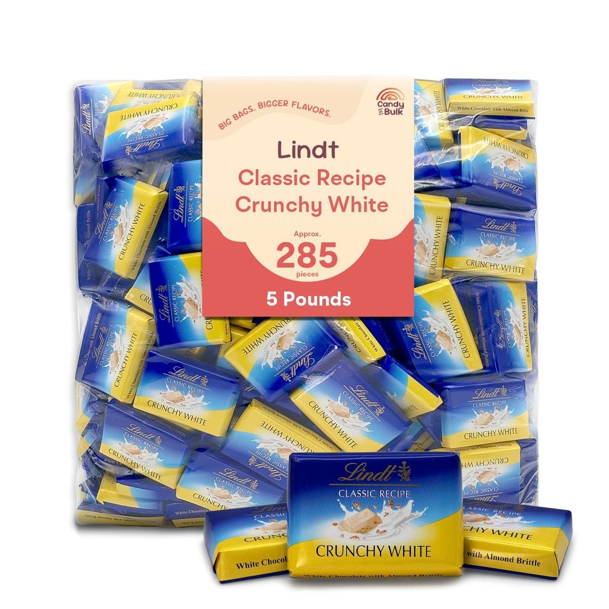 Lindt Receta Clásica Mini tabletas de Chocolate Blanco Crujiente – Bolsa Económica