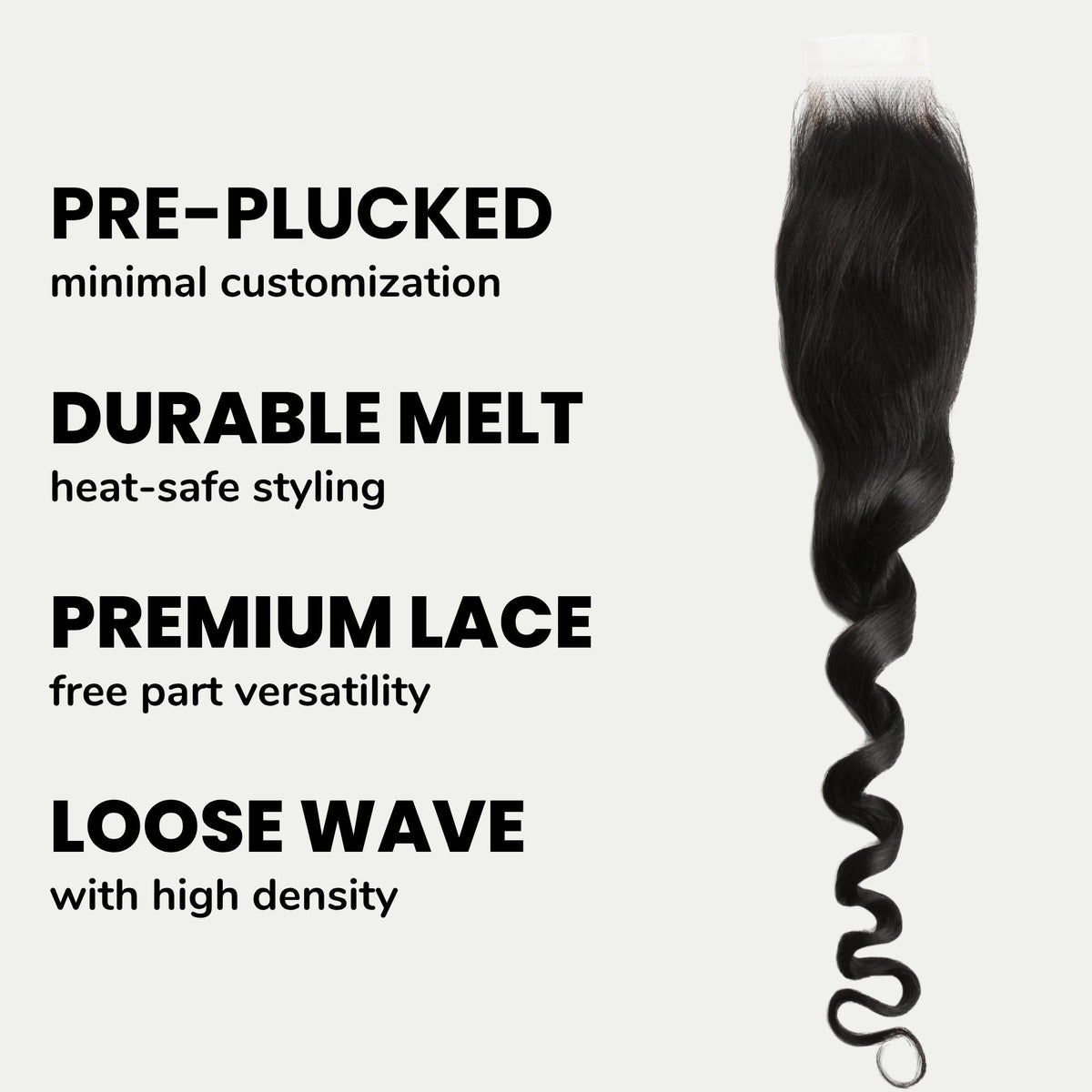 Cierre de cabello humano Loose Wave 2x6 de encaje HD