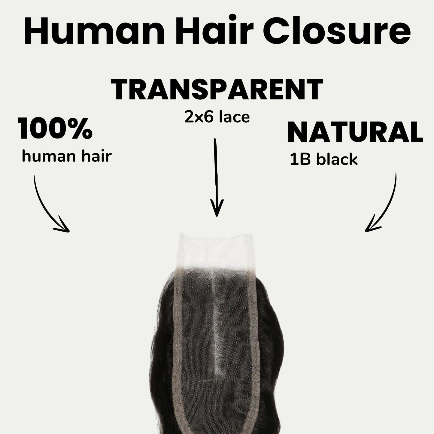 Cierre de cabello humano de encaje transparente 2x6 de onda suelta