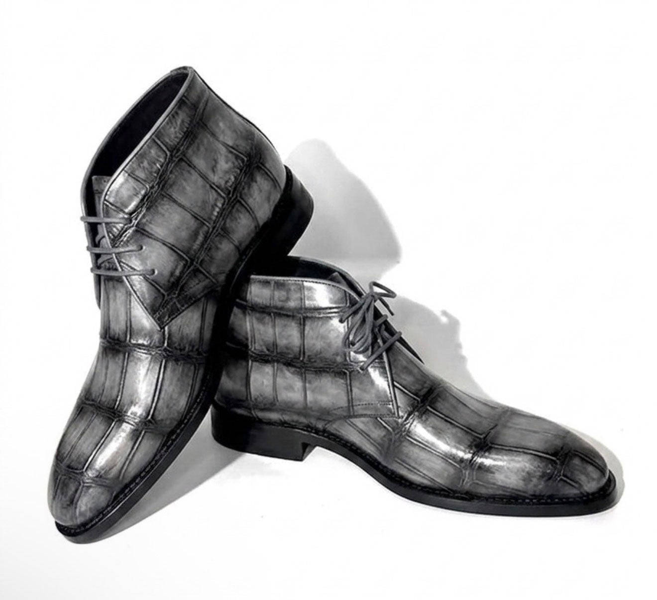 Maurice Louisville Alligator Lace-Up Boot - Grey