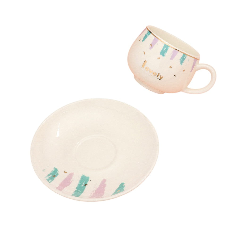 Lovely Message Cute Bunny Ceramic Mug Cup and Saucer Set