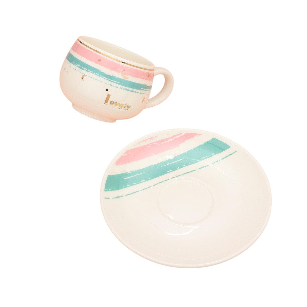 Lovely Message Cute Bunny Ceramic Mug Cup and Saucer Set