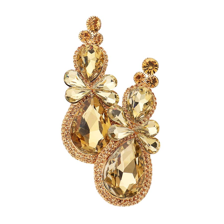 Teardrop Accented Dangle Evening Earrings