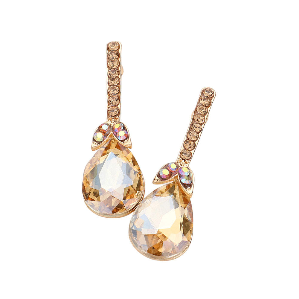 Teardrop Stone Accented Evening Earrings