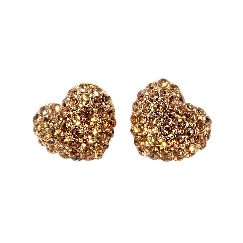 Crystal Pave Heart Stud Earrings