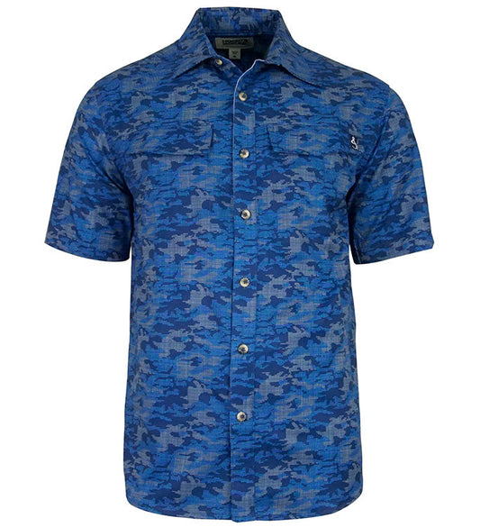 Camisa de pesca con ventilación UV y estampado de camuflaje de puntos para hombre