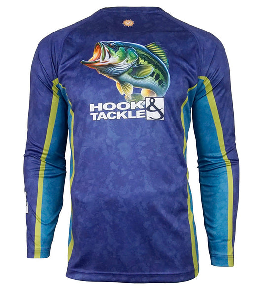 Camiseta de Pesca UV de Manga Larga Camuflada para Hombre Bass