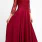 Juliet M11 Appliqued Long A-Line Dress Chiffon Quarter Sleeves