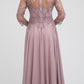Juliet M11 Appliqued Long A-Line Dress Chiffon Quarter Sleeves