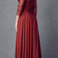 Juliet M11 Appliqued Long A-Line Dress Chiffon Quarter Sleeves