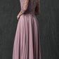 Juliet M11 Appliqued Long A-Line Dress Chiffon Quarter Sleeves