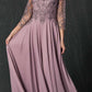 Juliet M11 Appliqued Long A-Line Dress Chiffon Quarter Sleeves