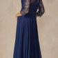 Juliet M11 Appliqued Long A-Line Dress Chiffon Quarter Sleeves