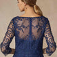 Juliet M11 Appliqued Long A-Line Dress Chiffon Quarter Sleeves