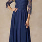 Juliet M11 Appliqued Long A-Line Dress Chiffon Quarter Sleeves