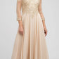 Juliet M12 Quarter Sleeved Embroidered Long A-Line Chiffon Dress