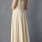 Juliet M12 Quarter Sleeved Embroidered Long A-Line Chiffon Dress