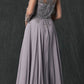 Juliet M12 Quarter Sleeved Embroidered Long A-Line Chiffon Dress