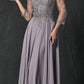 Juliet M12 Quarter Sleeved Embroidered Long A-Line Chiffon Dress
