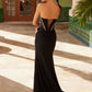 Nox Anabel M1701 Vestido sin Tirantes con Corpiño de Cuentas y Abertura