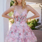 Nox Anabel M992 Elegante y Delicado Vestido de Gasa sin Tirantes con Estampado Floral