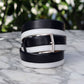 Maurice Two-Tone Calfskin Belt - Navy/White