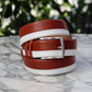Maurice Two-Tone Calfskin Belt - Tan/White