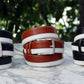 Maurice Two-Tone Calfskin Belt - Navy/White