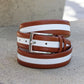 Maurice Two-Tone Calfskin Belt - Tan/White