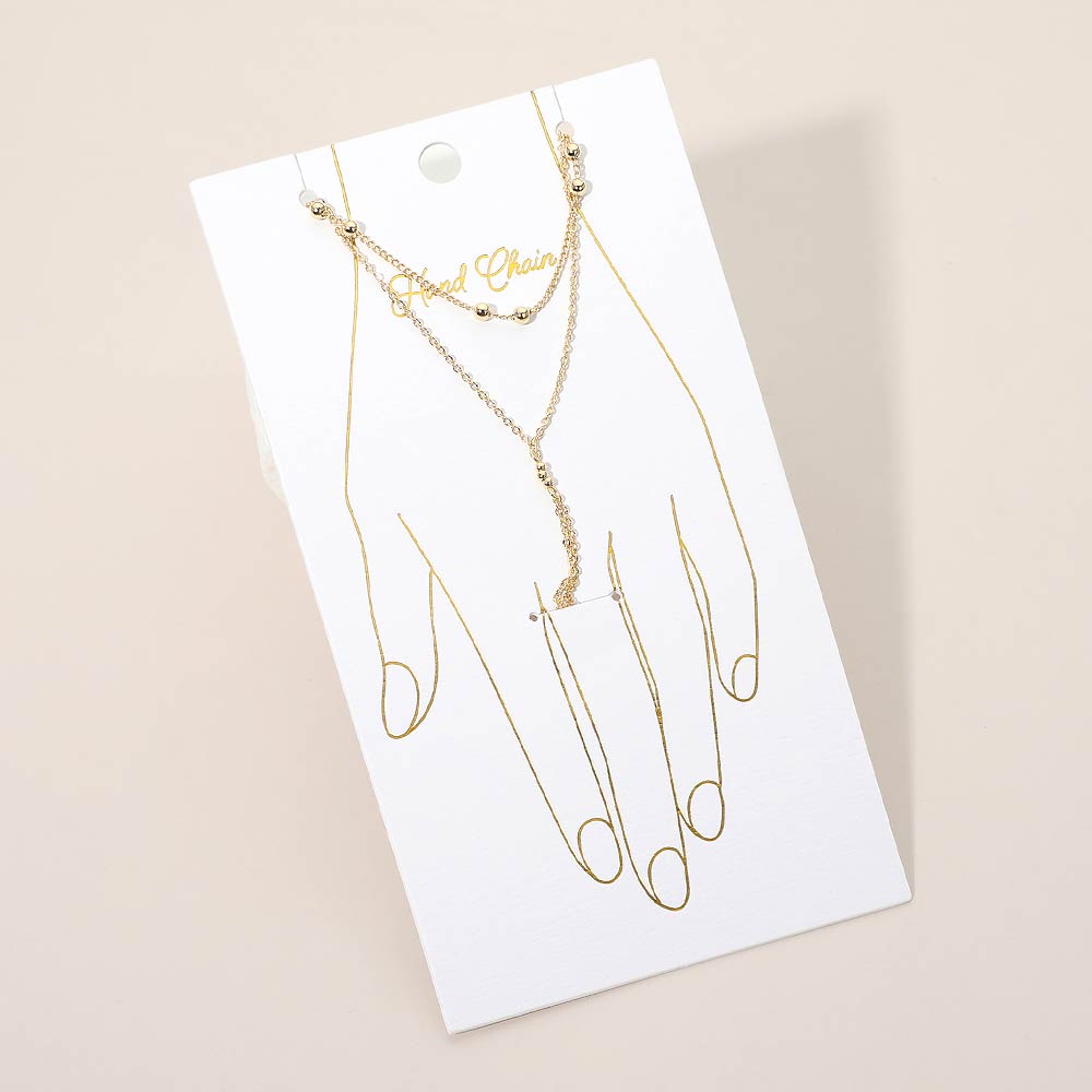 Delicate Beaded Accent Layered Hand Chain Bracelet