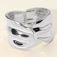 Sculpted Wavy Wide Metal Hinged Bangle Bracelet