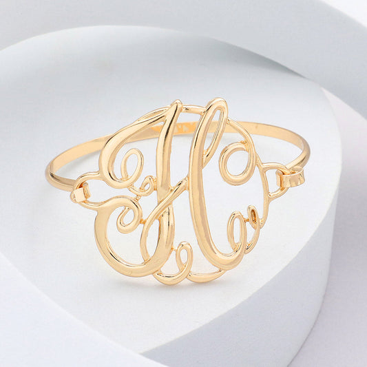 -H- Initial Monogram Curlicue Bracelet