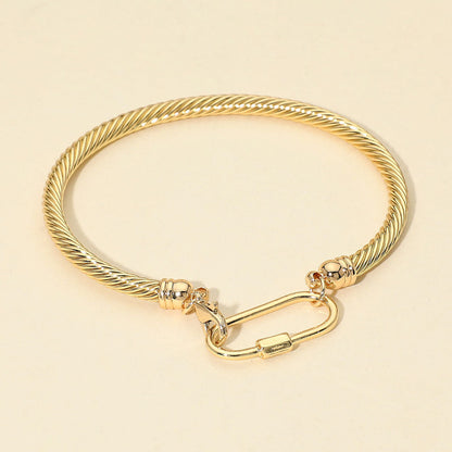 Carabiner Accent Twisted Cable Bangle Bracelet