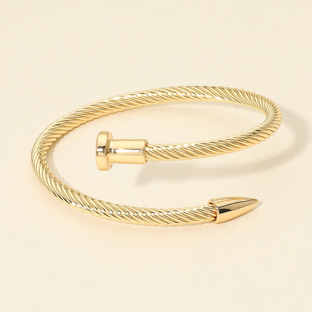 Twisted Cable Nailhead Wrap Bangle Bracelet