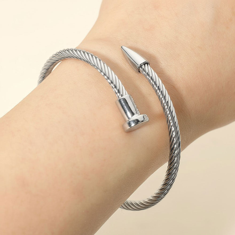 Twisted Cable Nailhead Wrap Bangle Bracelet