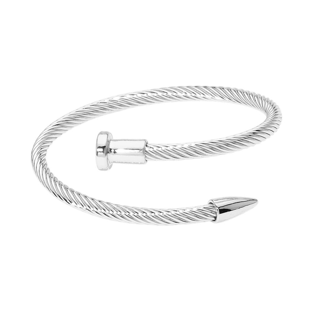 Twisted Cable Nailhead Wrap Bangle Bracelet
