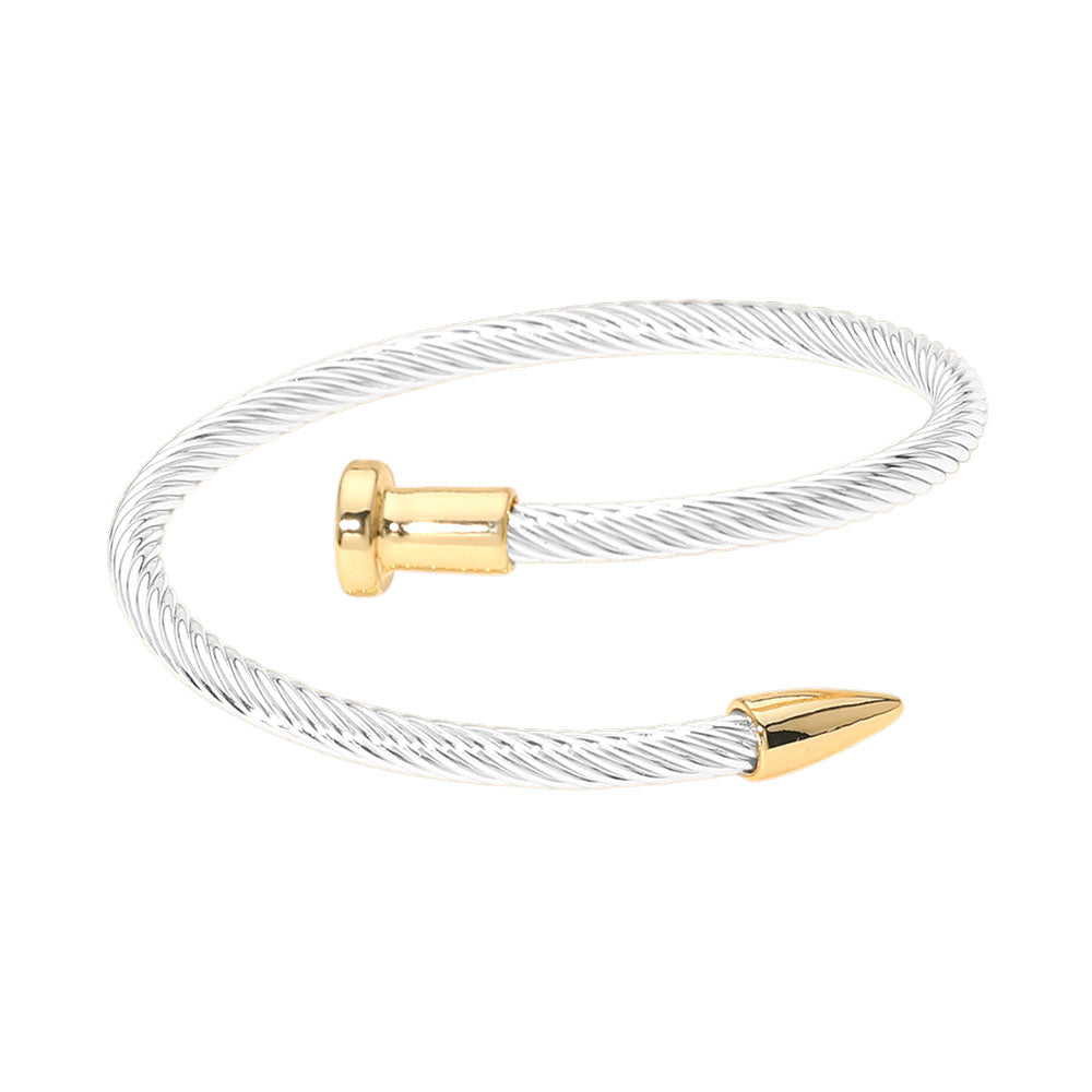 Twisted Cable Nailhead Wrap Bangle Bracelet