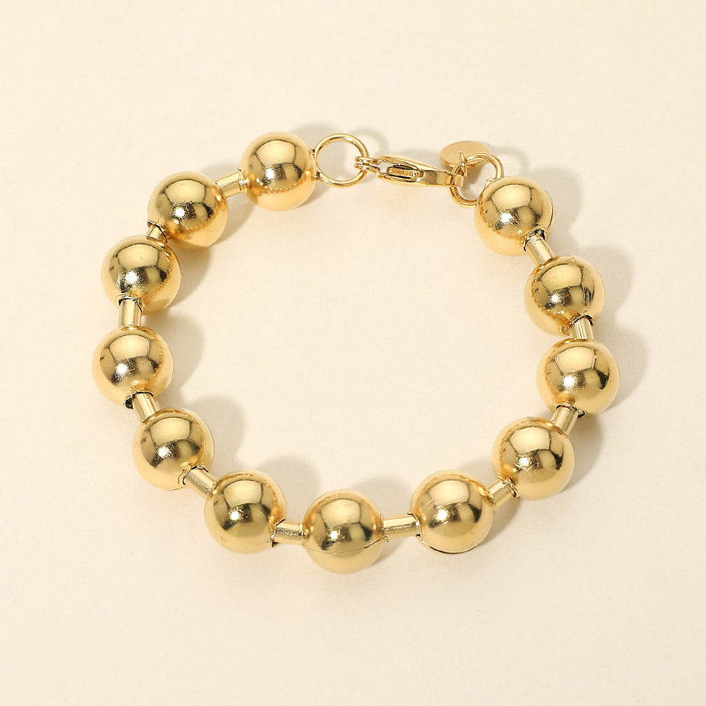 Stainless Steel Thick Beaded Chain Bracelet