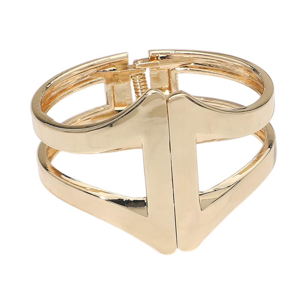 Geometric Metal Hinged Bangle Bracelet