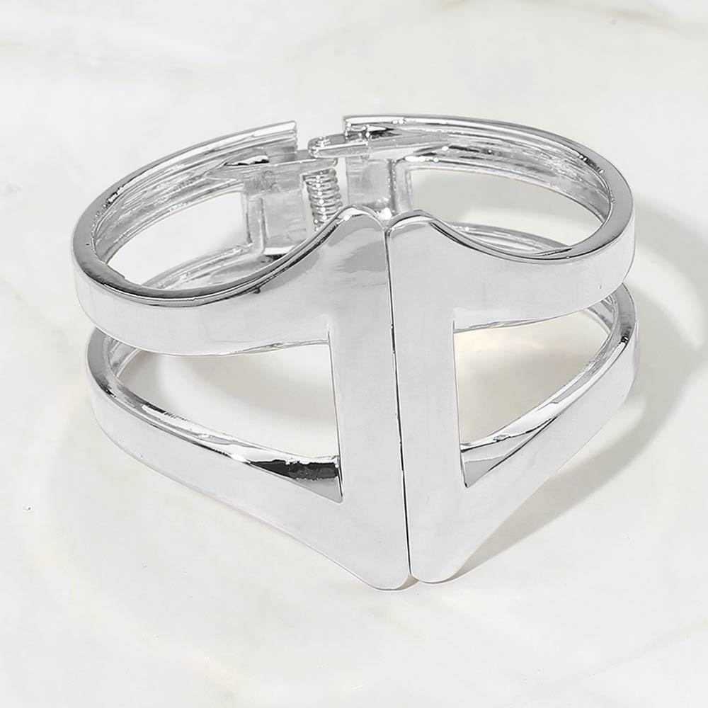 Geometric Metal Hinged Bangle Bracelet