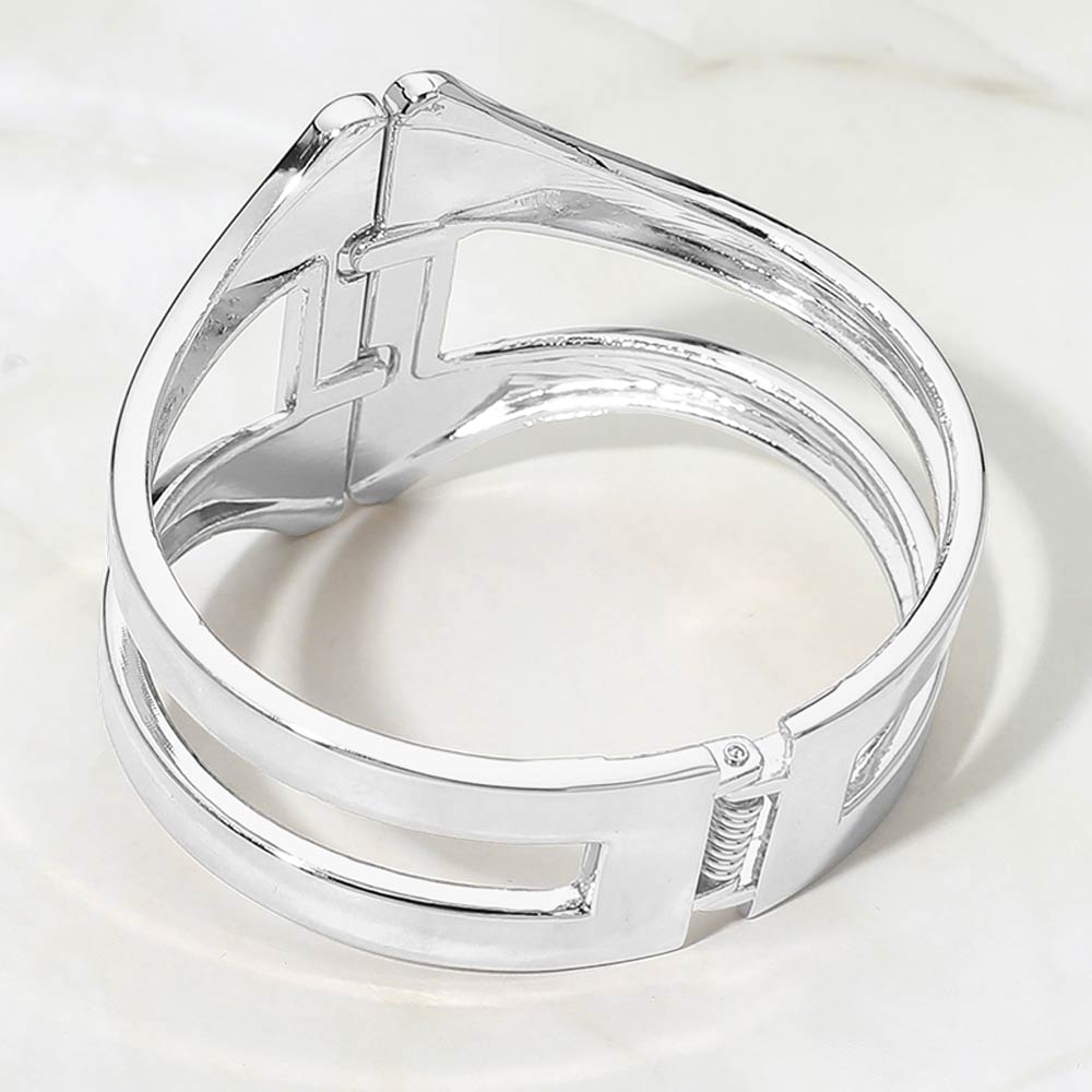 Geometric Metal Hinged Bangle Bracelet