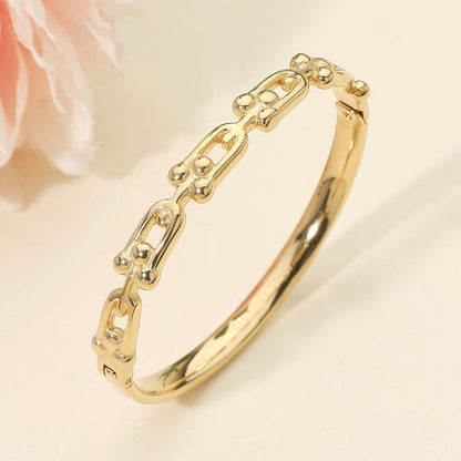 Stainless Steel Industrial Link Hinged Bangle Bracelet